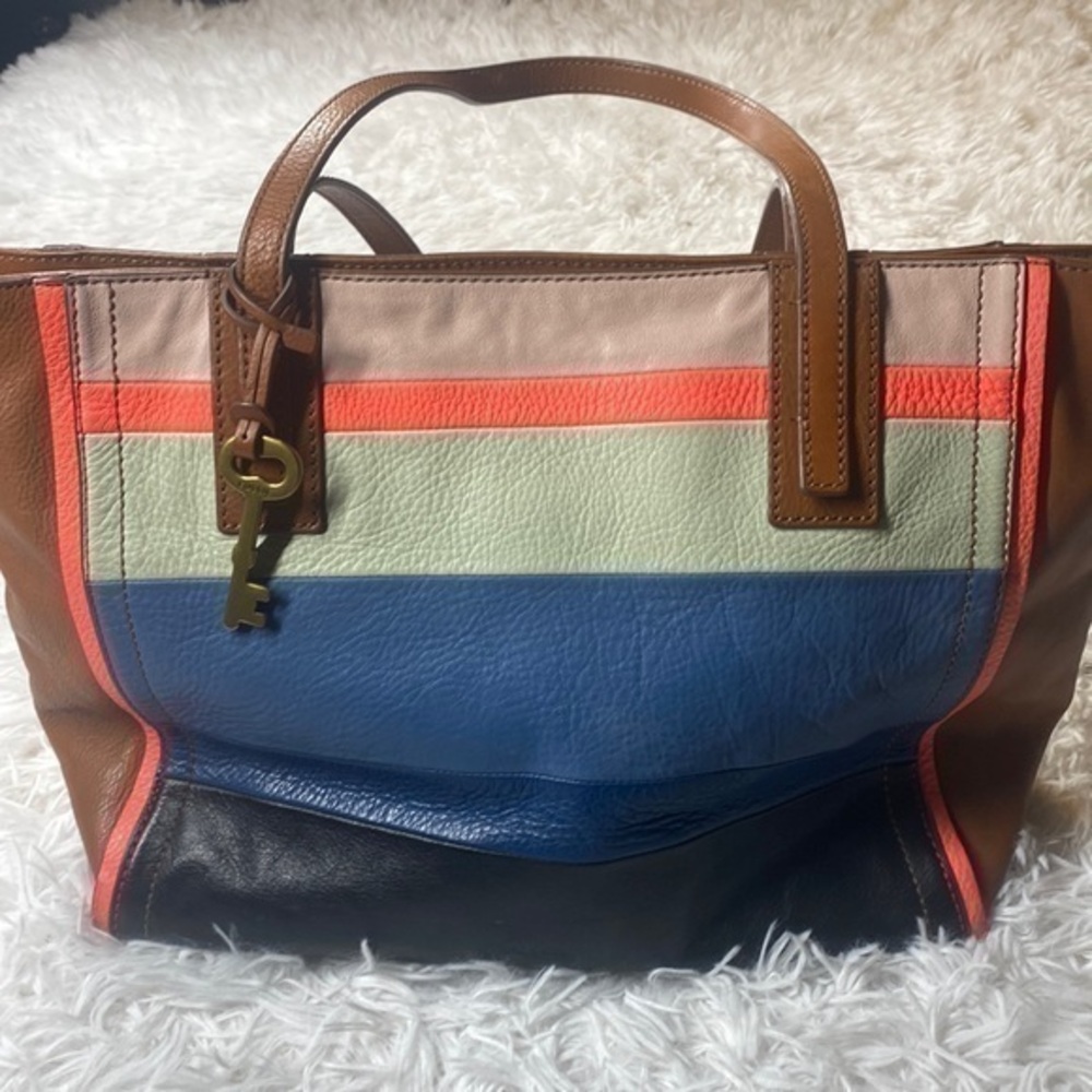 Fossil emma tote bright stripe